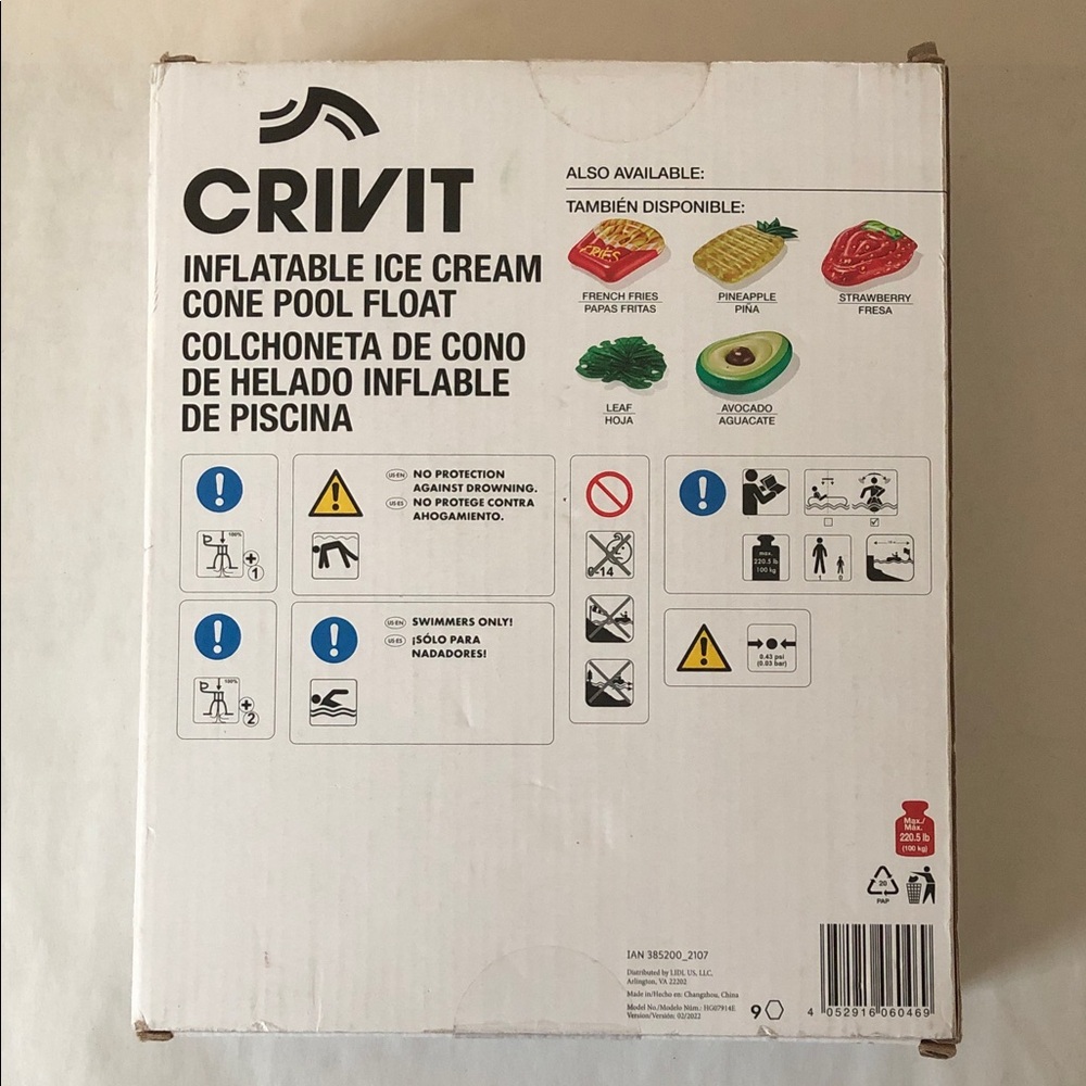 CRIVIT Inflatable Ice Cream Cone Pool Float - Picture 2 of 7